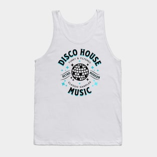 DISCO HOUSE  - Retro Modern Disco Ball (Black/Blue) Tank Top